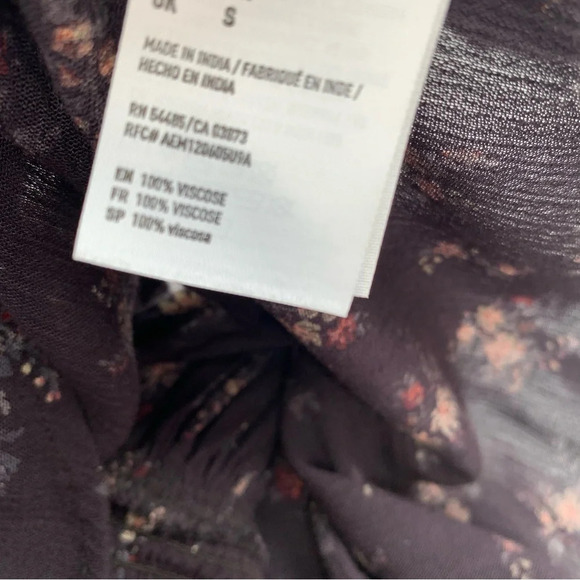 American Eagle Baby Doll Top Small‎  Y2K Dark Blue Floral Smocked Strappy Cutout - Picture 8 of 10